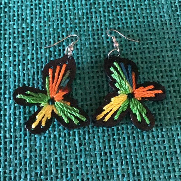 Jewelry - Gorgeous Large Embroidered Butterfly Earrings